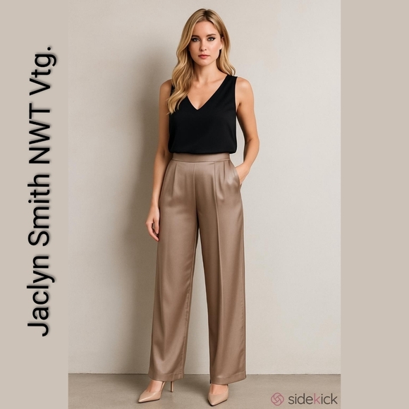 Jaclyn Smith Pants - Vintage 90s Jaclyn Smith Signature Satin Dress Party Trousers L NWT Deadstock